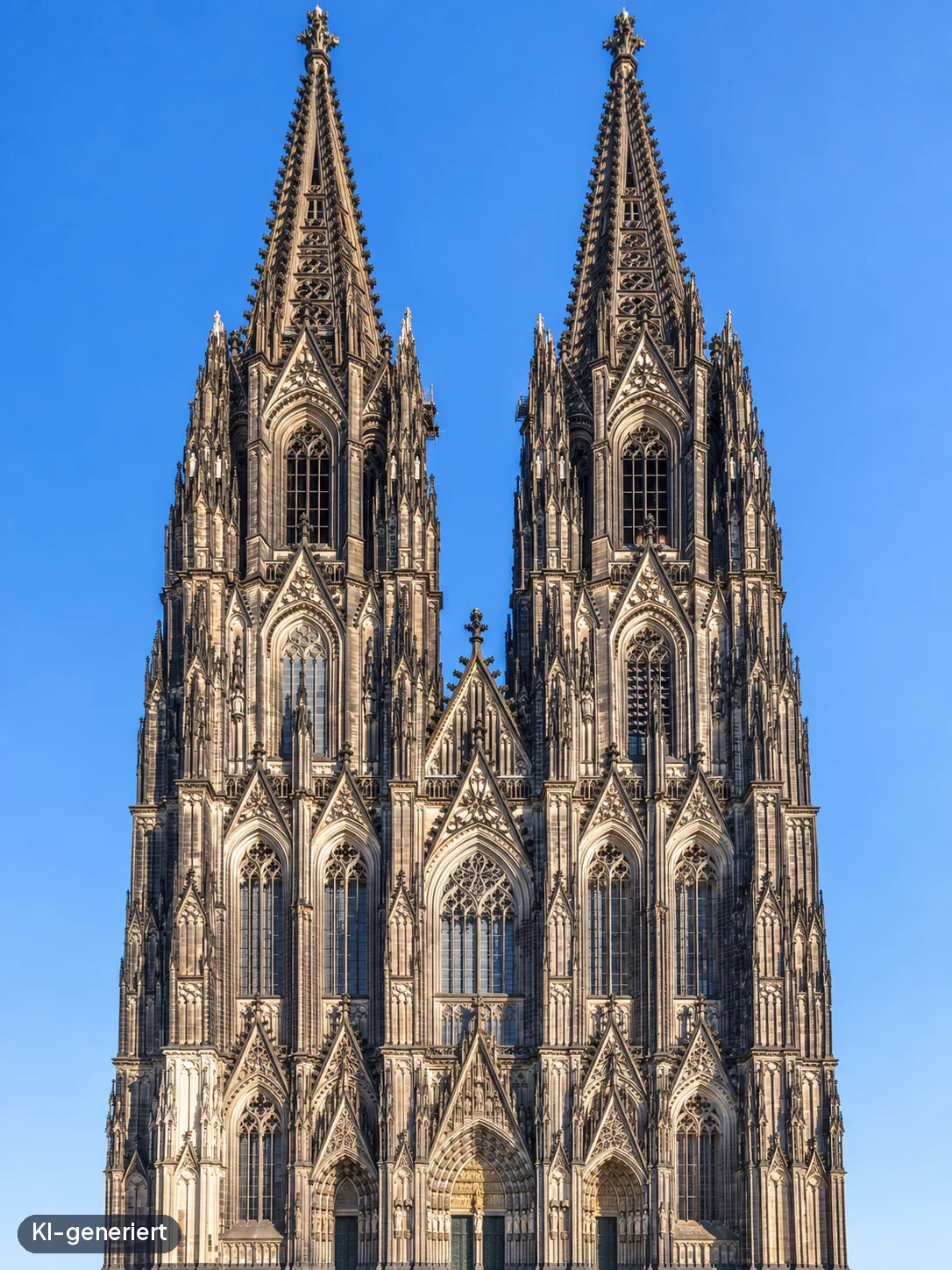Westfassade des Kölner Doms in Köln – KI-generierte Ortsdarstellung.